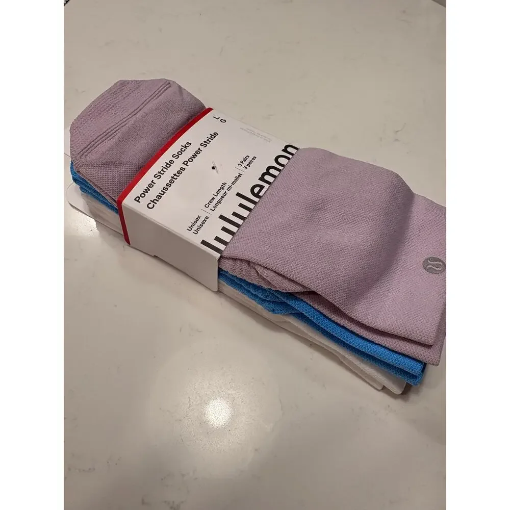 NWT lululemon Power Stride Socks - Crew Length - 3 pairs - L - $48 MSRP
